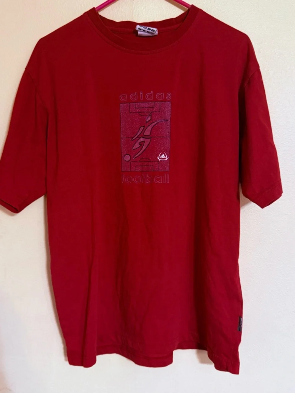 Vintage 2000s Adidas Soccer Graphic Tee Red Mens XL Y2K